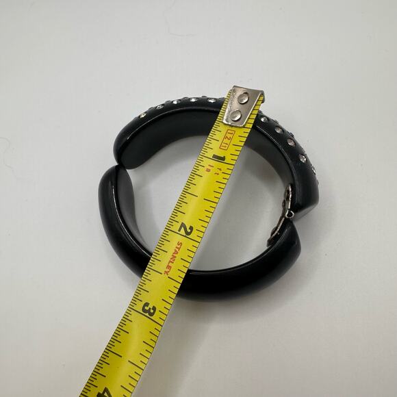 Vintage Weiss Two Bracelets Cream & Black Rhinestone Clamper Thermoset SMALL - Picture 11 of 14